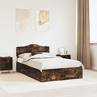 vidaXL Sängram med huvudgavel Rökt ek 120 x 190 cm Konstruerat trä