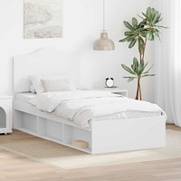 vidaXL Sängram med huvudgavel Vit 90 x 190 cm Massiv furu