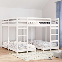 vidaXL Trippla våningssängram Vit 200 x 200 cm Massiv furu
