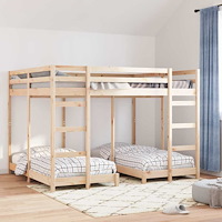 vidaXL Trippla våningssängram Brun 160 x 200 cm Massiv furu