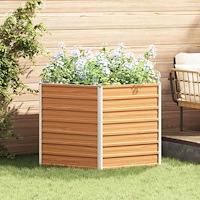 vidaXL Höjd Trädgårdsbädd Ljusbrun 129 x 129 x 77 cm Galvaniserat Stål