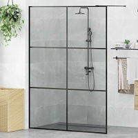 vidaXL Walk-in Duschvägg Svart 140 x 195 cm härdat glas