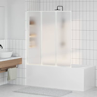 vidaXL Badskärm Frostat glas 132 x 140 cm Aluminium & PP Panel