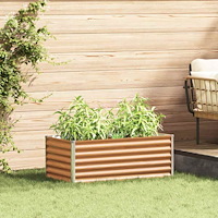 vidaXL Upphöjd odlingslåda Ljusbrun 98 x 50 x 36 cm Galvaniserat Stål