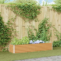 vidaXL Upphöjd odlingslåda Ljusbrun 195 x 50 x 36 cm Galvaniserat Stål