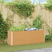 vidaXL Upphöjd odlingslåda Ljusbrun 195 x 50 x 68 cm Galvaniserat Stål
