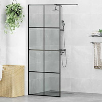 vidaXL Walk-in Duschvägg Svart 80 x 195 cm härdat glas