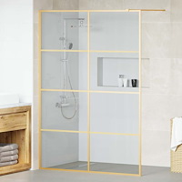 vidaXL Walk-in Duschvägg Guld 140 x 195 cm härdat glas