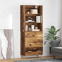 vidaXL Skåp med låda Gammalt trä 69,5 x 32,5 x 180 cm Konstruerat trä