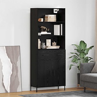 vidaXL Skåp med låda Svart ek 69,5 x 34 x 180 cm Konstruerat trä