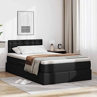 vidaXL Förvaringssäng med LED med led Svart 120 x 190 cm Konstläder