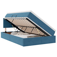 vidaXL Förvaringssäng med LED med madrass Blå 120 x 190 cm Sammet