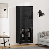 vidaXL Skåp Svart Ek 69,5 x 34 x 180 cm Konstruerat trä