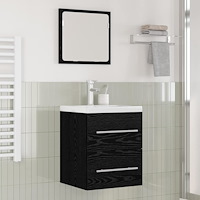 vidaXL Badrumsskåp med handfat med låda Svart 42 x 39 x 52 cm