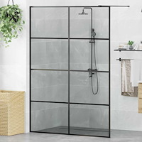 vidaXL Walk-in Duschvägg Svart 140 x 195 cm härdat glas