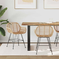 vidaXL Matstol 2 pcs Naturfärg 55 x 50 x 74 cm Rattan och Järn