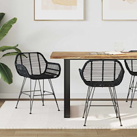 vidaXL Matstol 2 pcs Svart 55 x 50 x 74 cm Rattan och Järn