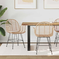 vidaXL Matstol 2 pcs Naturfärg 57 x 54,5 x 85 cm Rattan och Järn