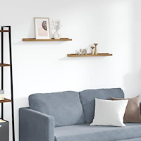 vidaXL Vägg hylla med hylla 2 pcs Brun 60 x 9 x 3 cm Konstruerat trä