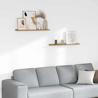 vidaXL Vägg hylla med hylla 2 pcs Beige 80 x 9 x 3 cm Konstruerat trä