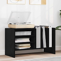 vidaXL Skivskåp med hylla Svart Ek 78,5 x 35 x 45 cm Konstruerat trä