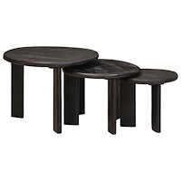 vidaXL Nesting Kaffe Bord 3 pcs Vit Massivt mangoträ