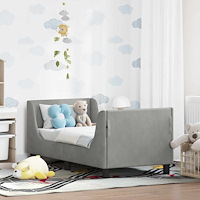 vidaXL Sängram för småbarn med huvudgavel Ljusgrå 70 x 140 cm Sammet