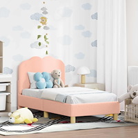 vidaXL Sängram för småbarn med huvudgavel Rosa 70 x 140 cm Sjöfåls tyg