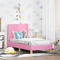 vidaXL Sängram för småbarn med huvudgavel Rosa 70 x 140 cm tyg