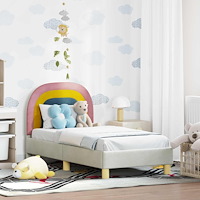 vidaXL Sängram för småbarn med huvudgavel Kräm 70 x 140 cm Sammet