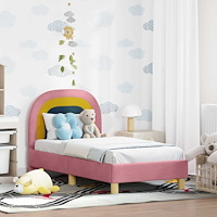 vidaXL Sängram för småbarn med huvudgavel Rosa 70 x 140 cm Sammet