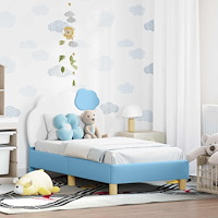 vidaXL Sängram för småbarn med huvudgavel Blå 70 x 140 cm PU