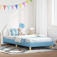 vidaXL Barnsängram med sänggavel med huvudgavel Blå 90 x 190 cm PU