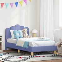 vidaXL Barnsängram med sänggavel Jeansblå 80 x 160 cm tyg