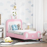 vidaXL Sängram för småbarn med huvudgavel Rosa 70 x 140 cm PU