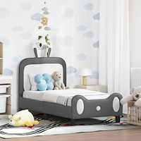 vidaXL Sängram för småbarn med huvudgavel Ljusgrå 70 x 140 cm PU