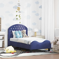vidaXL Sängram för småbarn med huvudgavel Polisblå 70 x 140 cm Sammet