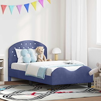 vidaXL Barnsängram med sänggavel Polisblå 80 x 160 cm Sammet