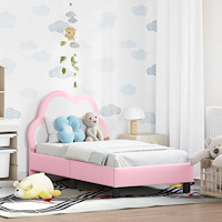 vidaXL Sängram för småbarn med huvudgavel Rosa 70 x 140 cm PU