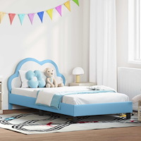 vidaXL Sängram med huvudgavel Blå 90 x 200 cm PU