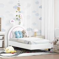 vidaXL Sängram för småbarn med huvudgavel Vit 70 x 140 cm PU