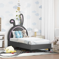 vidaXL Sängram för småbarn med huvudgavel Ljusgrå 70 x 140 cm PU