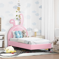 vidaXL Sängram för småbarn med huvudgavel Rosa 70 x 140 cm PU