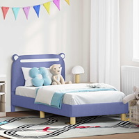 vidaXL Barnsängram med sänggavel Jeansblå 80 x 160 cm tyg