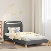 vidaXL Barnsängram med sänggavel Mörkgrå 90 x 190 cm tyg