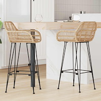 vidaXL Barstol 2 pcs Naturfärg 55 x 52 x 105 cm Rattan och Järn