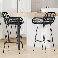 vidaXL Barstol 2 pcs Svart 55 x 52 x 92 cm Rattan och Järn