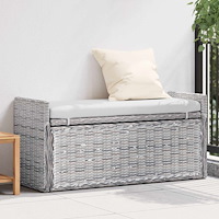 vidaXL Förvaringsbänk med kudde Vit tvätt 110 x 40 x 50 cm Rotting