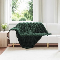 vidaXL Faux Kaninpäls Filt Mörkgrön 130 x 150 cm Polyester