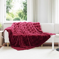 vidaXL Faux Kaninpäls Filt Bordeaux Röd 240 x 270 cm Polyester